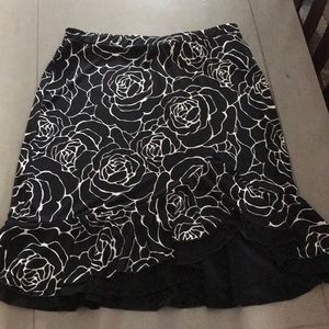 Black skirt with white flower print